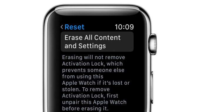 reset apple watch